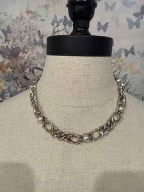 COACH Silver Pearl Accent Chain Necklace - Women Jewelry